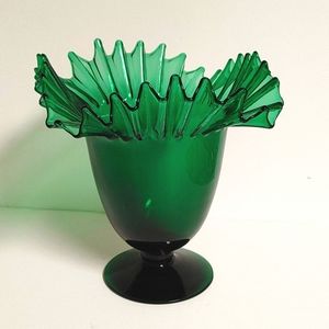 Blenko Emerald Green Art Glass Vase MCM